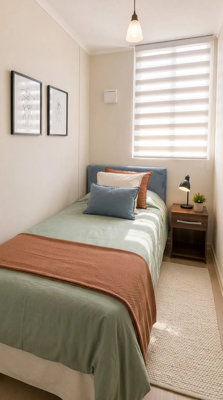Tercer dormitorio de un departamento piloto decorado